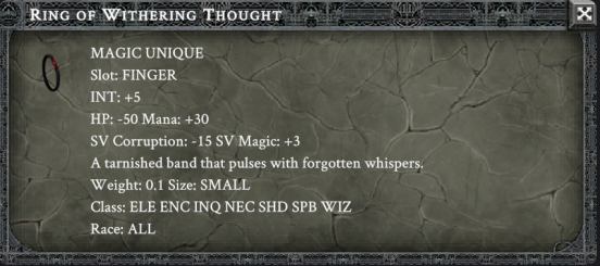 RING OF WITHERING THOUGHT item card